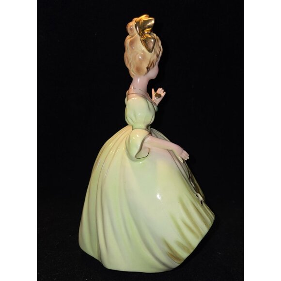 Vintage Josef Originals Figurine Yellow Dress Victorian Lady Ceramic 8" Tall Han - Picture 7 of 7